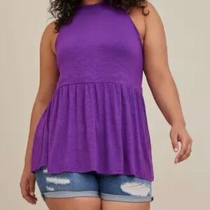 Torrid M/L Babydoll Super Soft Slub Halter Neck Tank
